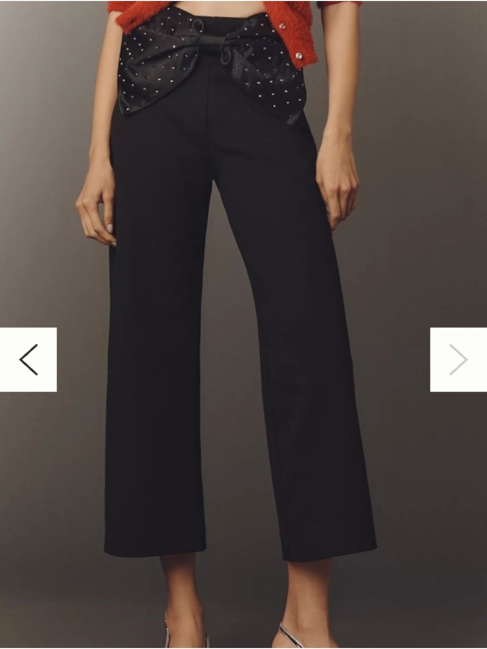 Meave By Anthropologie The Colette Crop Bow-Waist Sparkle Pants Sz 28
